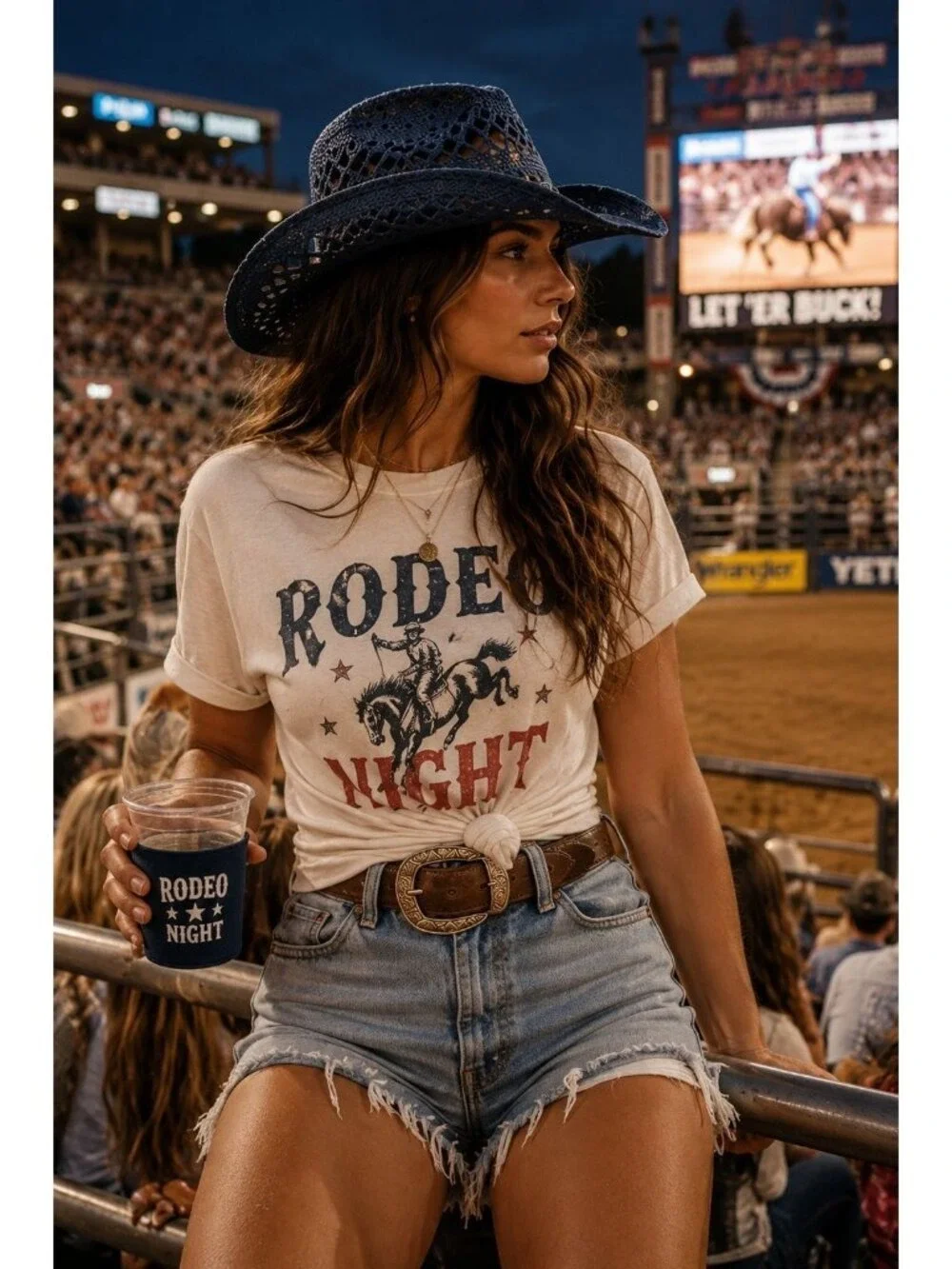 Blue Straw Cowboy Hat Rolled Brim One Size Western Cowgirl Beach